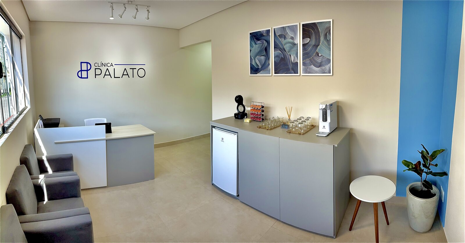 Recepção acolhedora da Clínica Palato